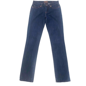 Seven7 27 denim blue dark wash mid‎ rise slim straight leg jeans
